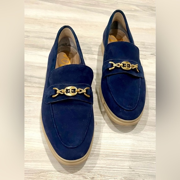Sam Edelman Navy Blue Suede Women's Loafers Flats with Gold Accent S 6.5 - Picture 2 of 7